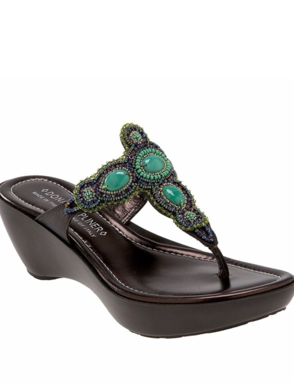 Donald J. Pliner Cece turquoise and seed bead accented sandals. Size 6 1/2. NWOT
